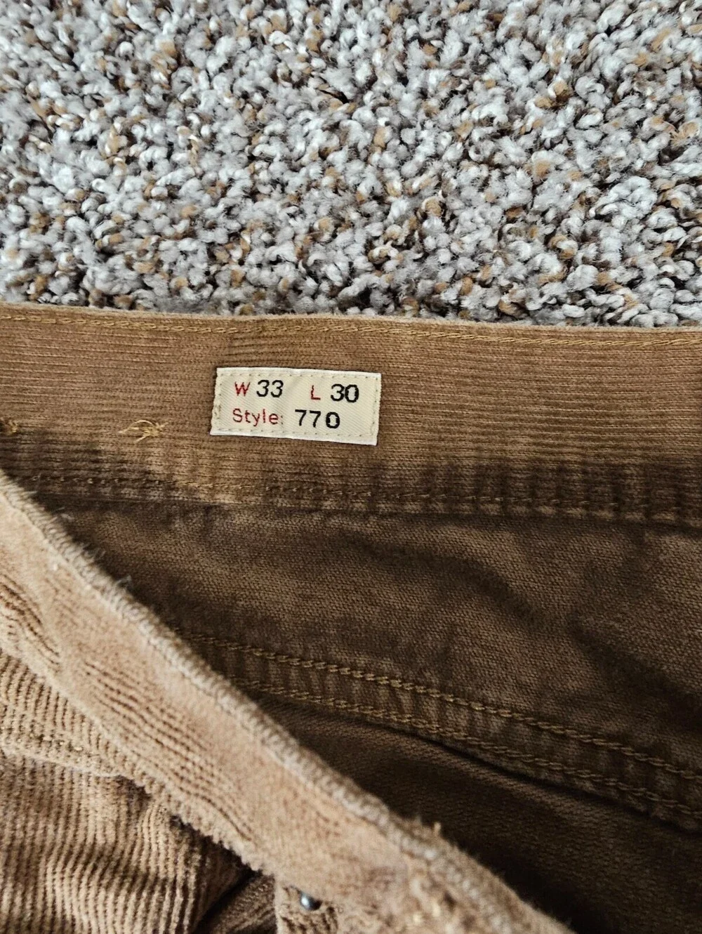 Vintage J Crew Mens Sz 33x30 Slim Leg Corduroy Pants Dark Beige Style 770